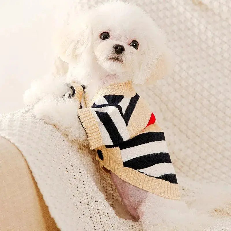 Luxury Pet Striped Cardigan Sweater Warm Cozy Style Quality