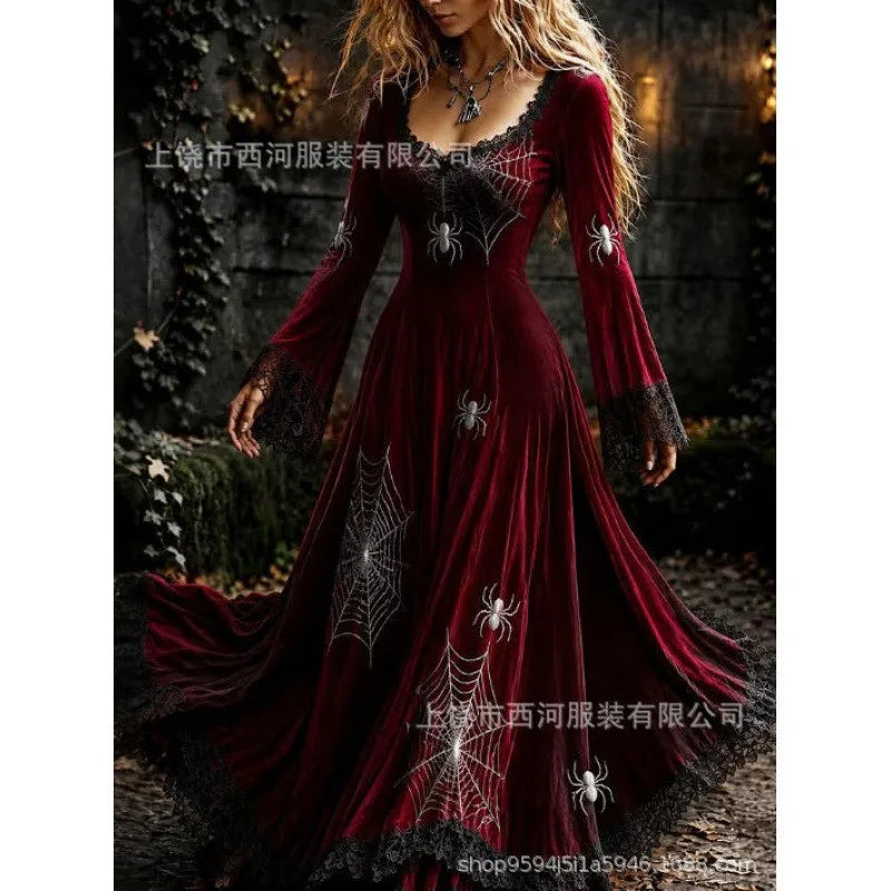 Dark Pleated Gothic Maxi Dress