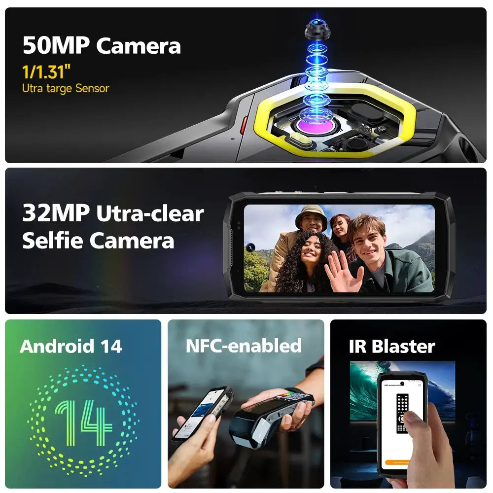 Ulefone Armor Mini 20T Pro 5G 4.7' Display Rugged Phone Android 14 LED Light 6200mAh 16GB+256GB Thermal Imaging 33W Smartphone