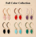 Oval Gemstone Earrings Natural Red Agate Amethyst Handmade Jewelry For Women