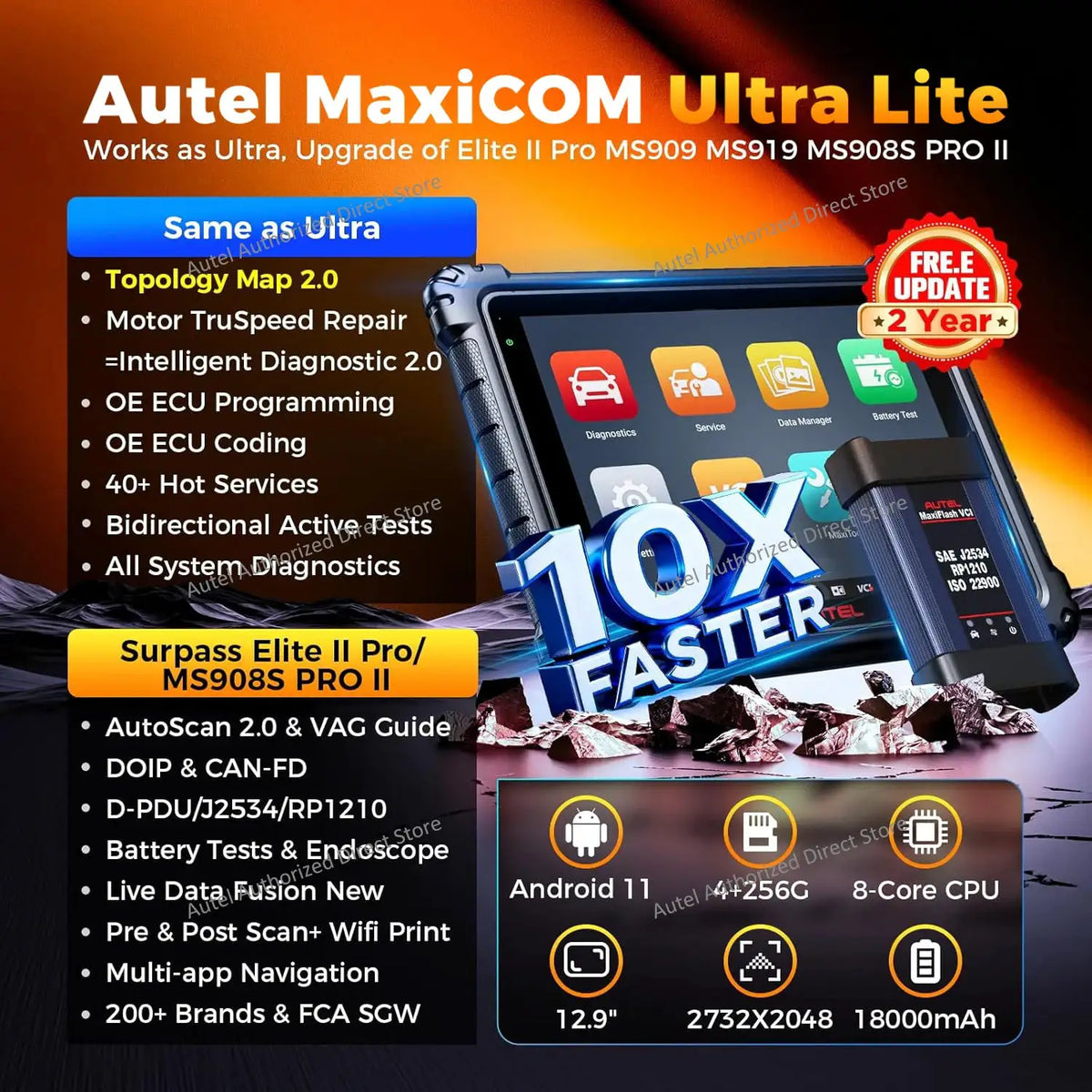Autel MaxiCOM Ultra Lite S Intelligent Scanner Top Diagnostic Tools ECU Programming Automotive Scanner Topology Map Topology 2.0