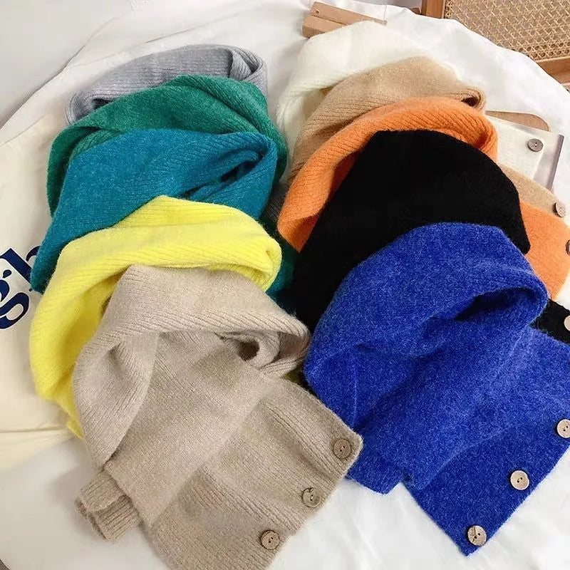 Button Knit Winter Scarf