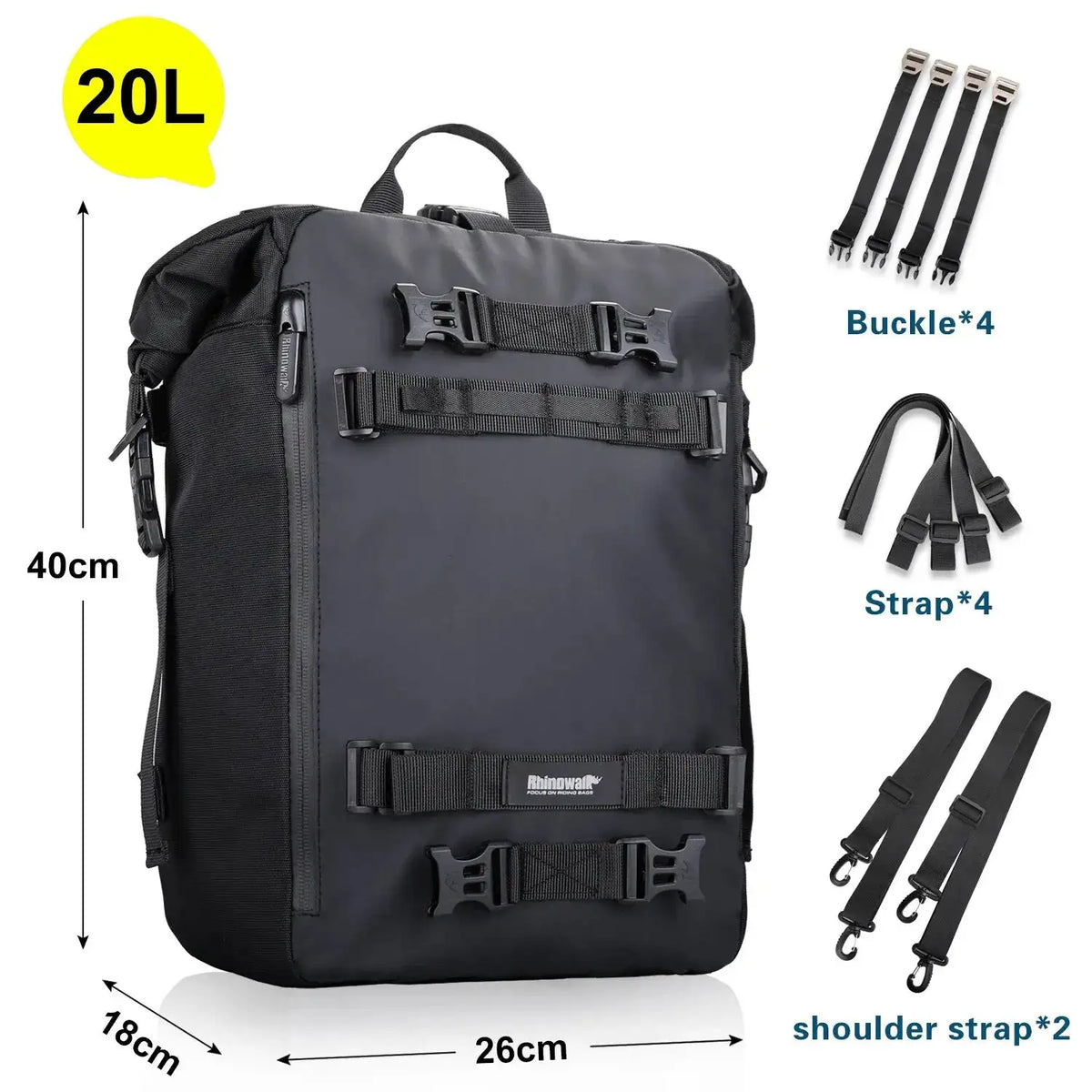 Rhinowalk Motorcycle Rear Seat Bag 10L Or 20L Or 30L Waterproof Saddle Side Bag Luggage Pack MultiFunction Shoulder Bag Backpack
