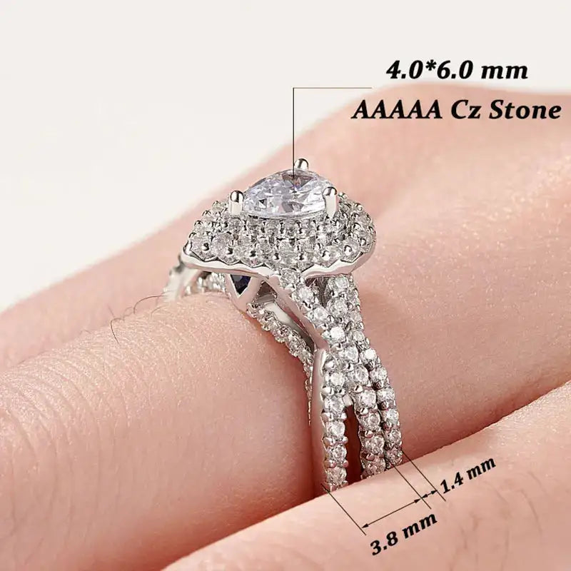 Pear Moissanite Ring in Sterling Silver — product view 4