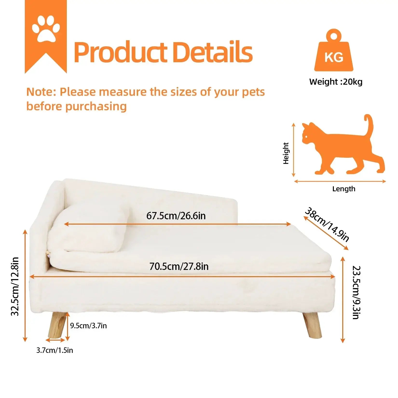 Nordic Elevated Pet Bed Stool With Cozy Pad For Small Pets