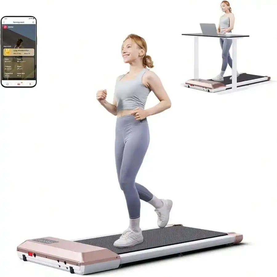 Under Desk Treadmill 265 Ibs Weight Capacity,2 In 1 Portable Walking Pad Treadmill For Home Office With Remote Control LED Display(PINK)
