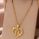 Golden Floral Heart Choker Necklace - Alphabet Jewelry
