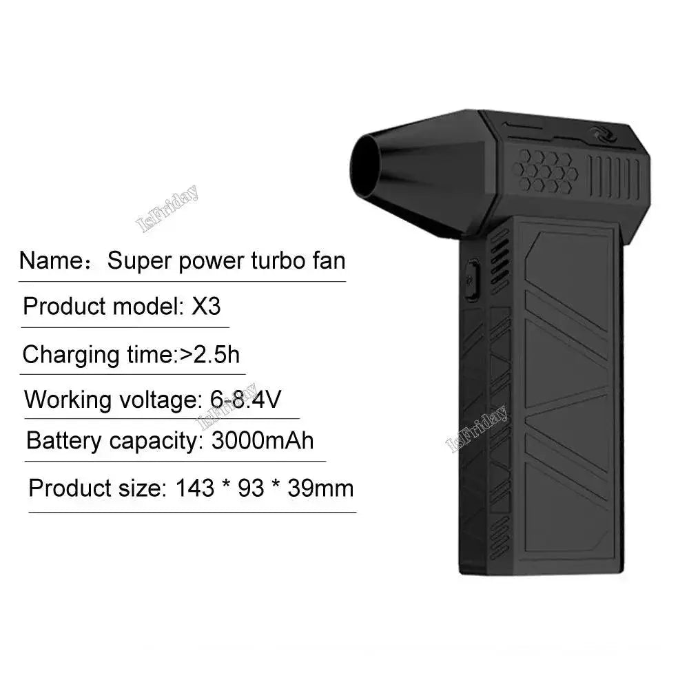 Rechargeable Blower Turbo Fan X3 130000 RPM 52 Mps Blower