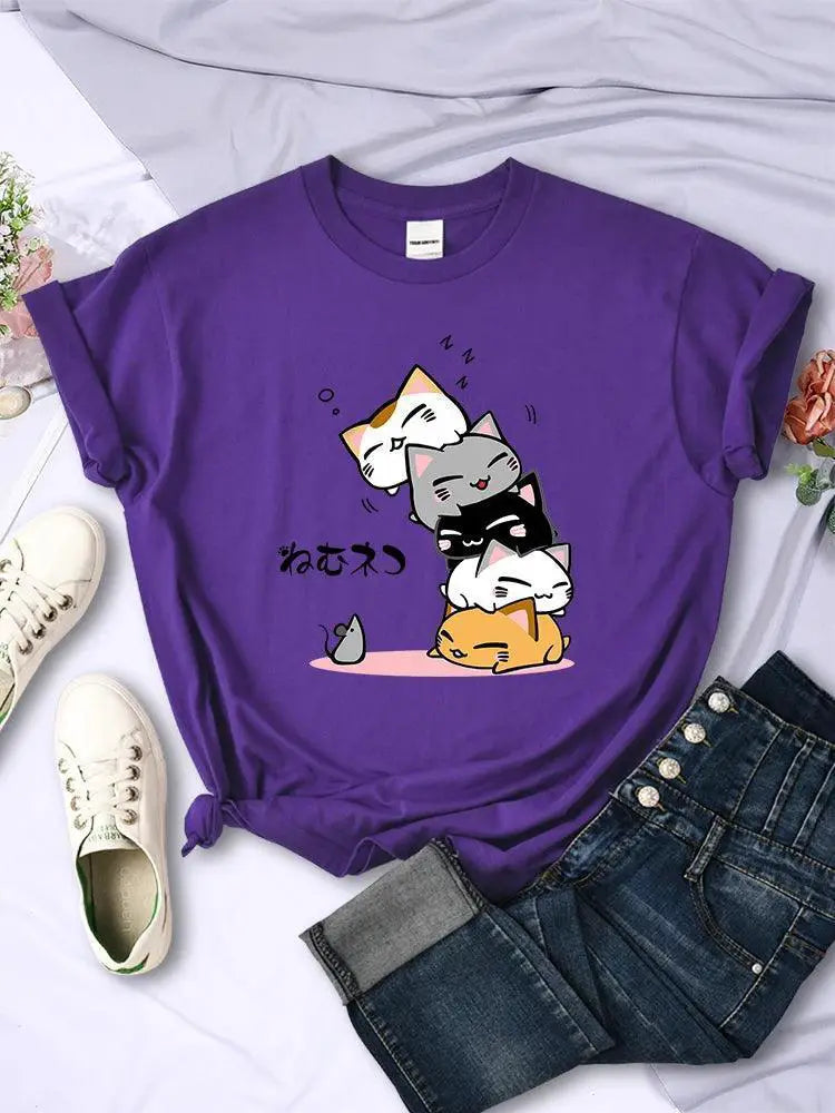 Cat Lovers T Shirt Comfort Sleeping Cats — product view 11