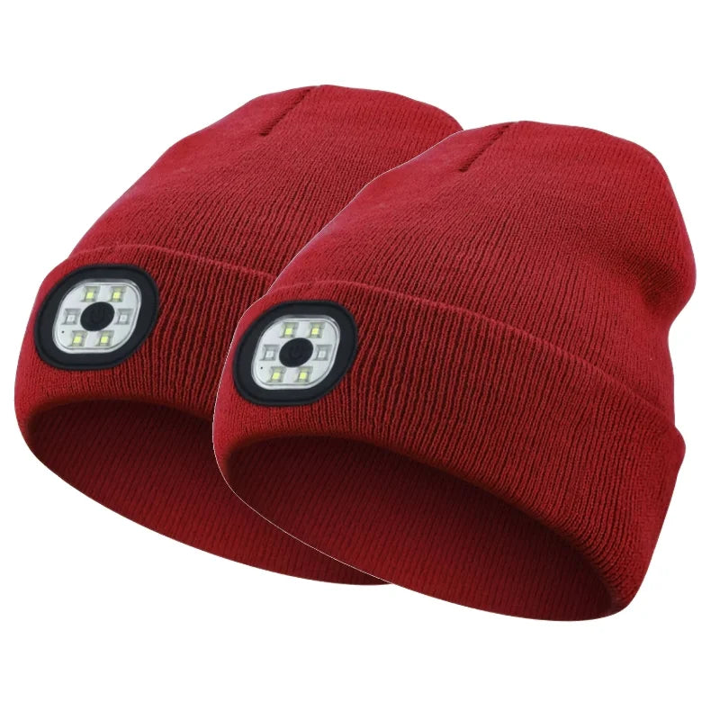 LED-Lit Knit Beanie USB-Rechargeable 4-Light