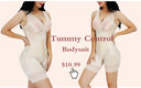 GUUDIA V Neck Spaghetti Strap Compression Bodysuit Slimming