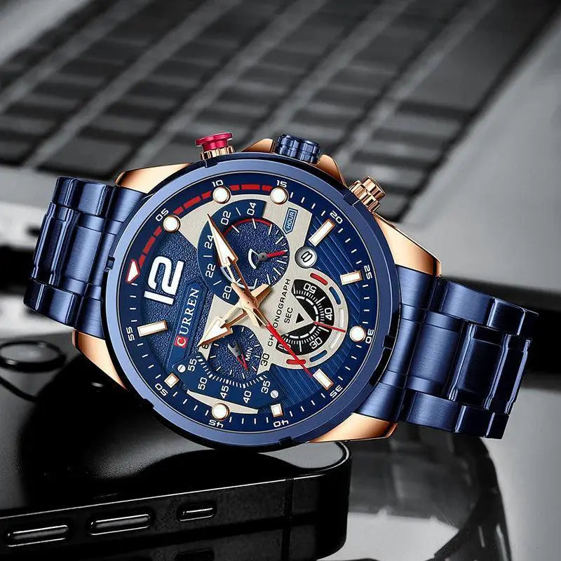 Stylish Stainless Steel Men's Watch Chronograph Timepiece