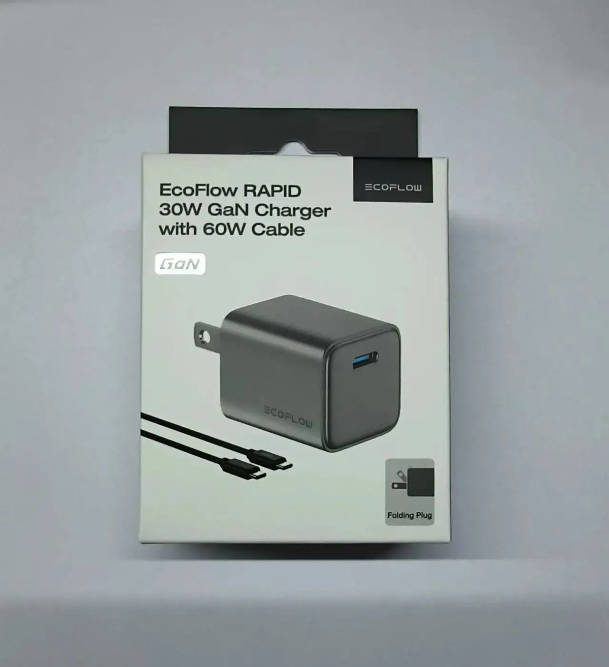 ECOFLOW USB C Charger, Rapid 20W/30W/65W GaN Type C Charging Block with Foldable Plug, Compatible with iPhone((USBC Cable Inclu)