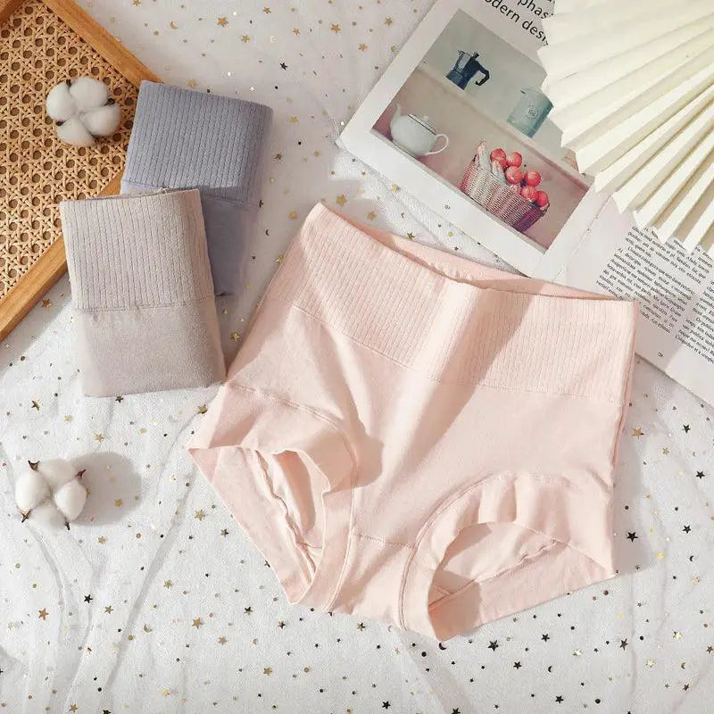 ZJX 4Pcs High Waist Cotton Women Panties Plus Size Shaper