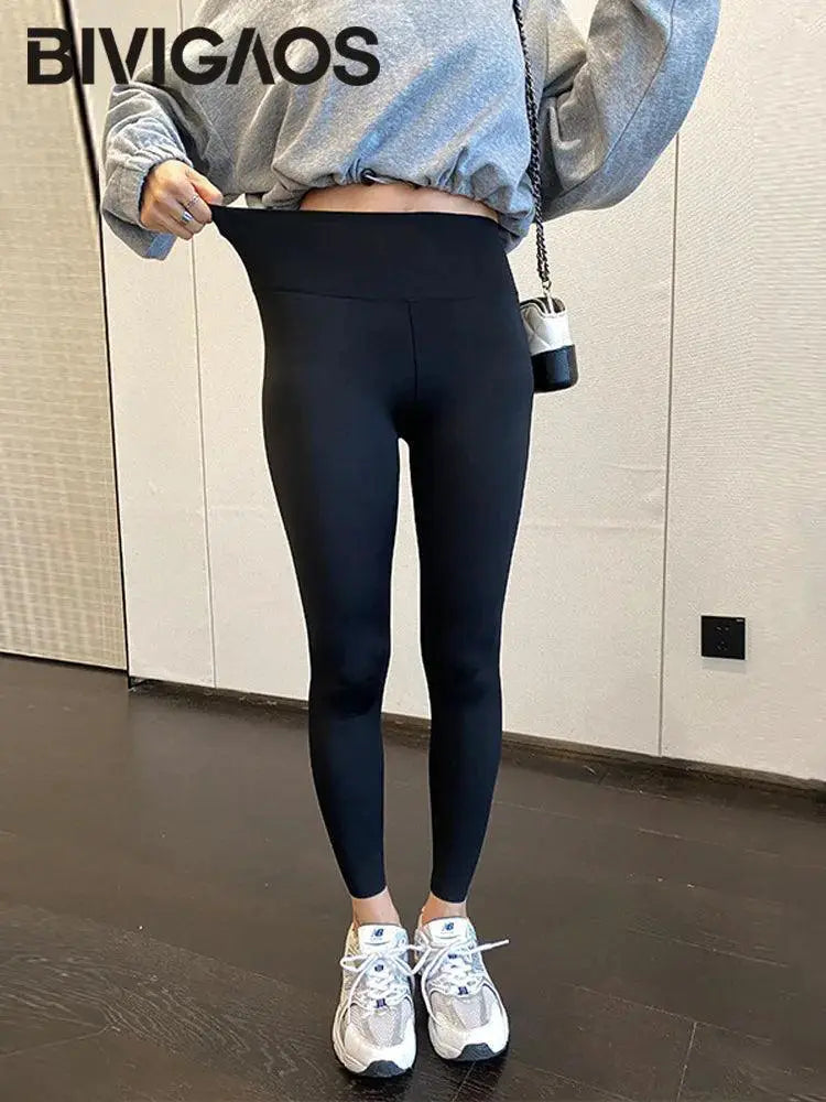 BIVIGAOS Black High Waisted Leggings For Women Fitness Pants