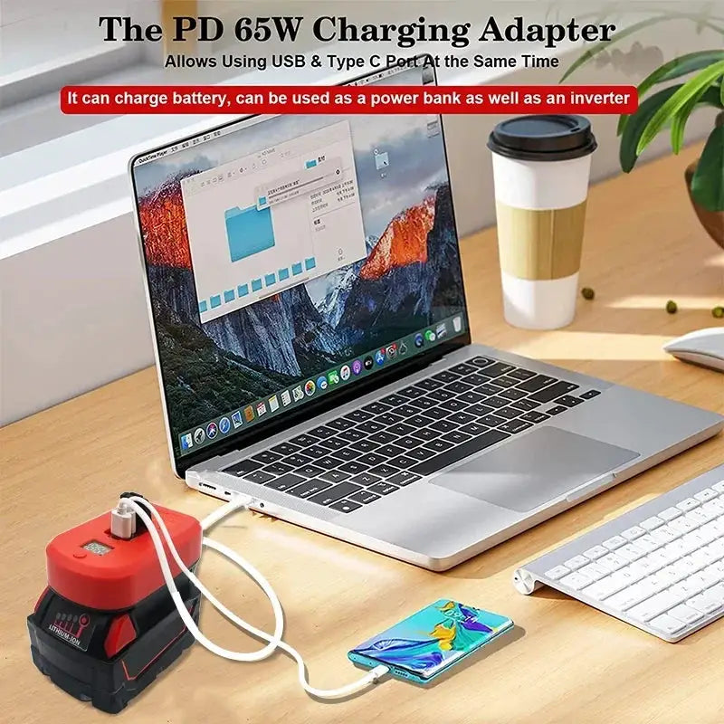 65W Multi Brand Fast Charger With USB Power Bank Function