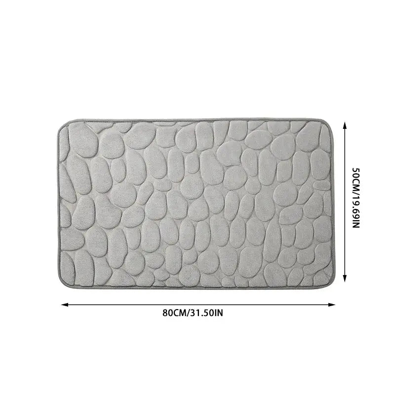 Embossed Pebble Bath Rug Non Slip Memory Foam Mat 24x17