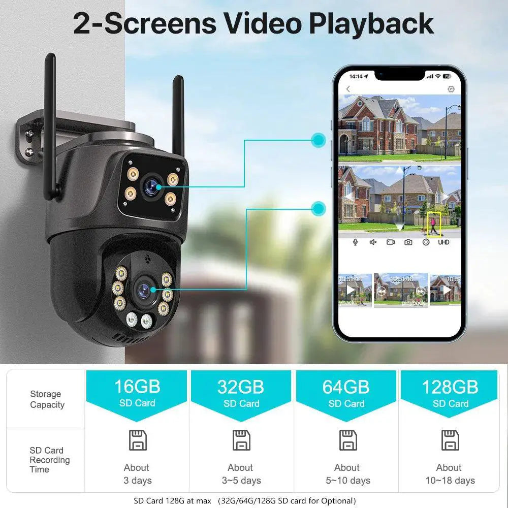 4K AI Outdoor PTZ Security Camera With Auto Tracking Lens