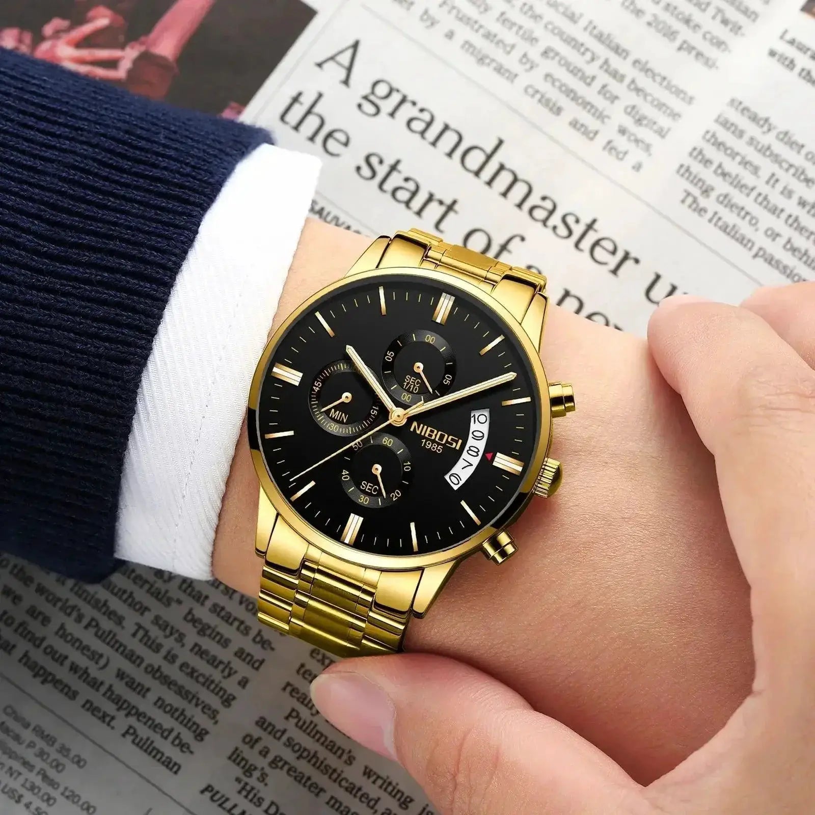 NIBOSI Mens Luxury Chronograph Watch Quartz Timepiece