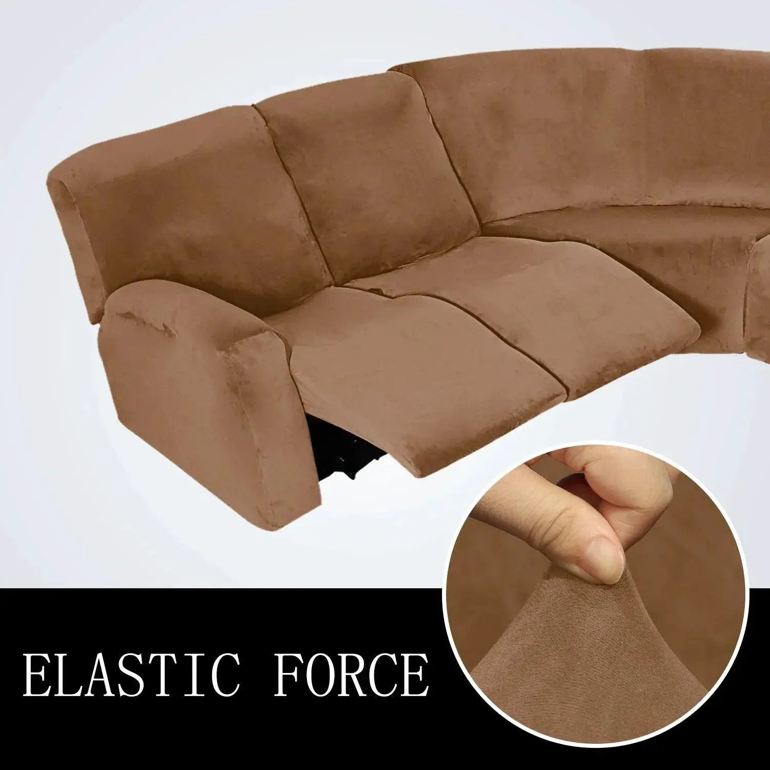 7 Piece L Shape Velvet Stretch Recliner Sofa Covers Set