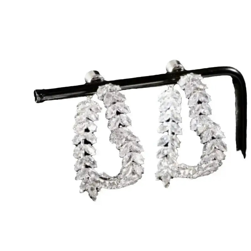French Style Small Fragrance Pink Wheat Ear Zircon Earrings