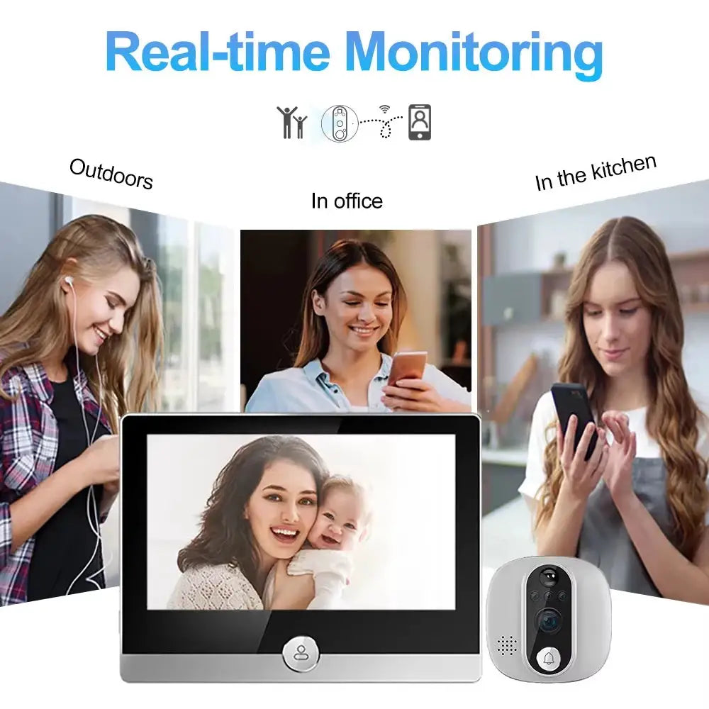 Tuya 1080P WiFi Door Bell Camera Google Alexa Smart Life Video Peephole PIR Motion Detector Digital Door Viewer with Intercom