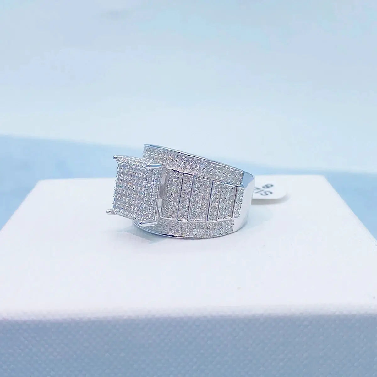 Gold Plated Sterling Silver Silver CZ Hip Hop Ring — product image 7