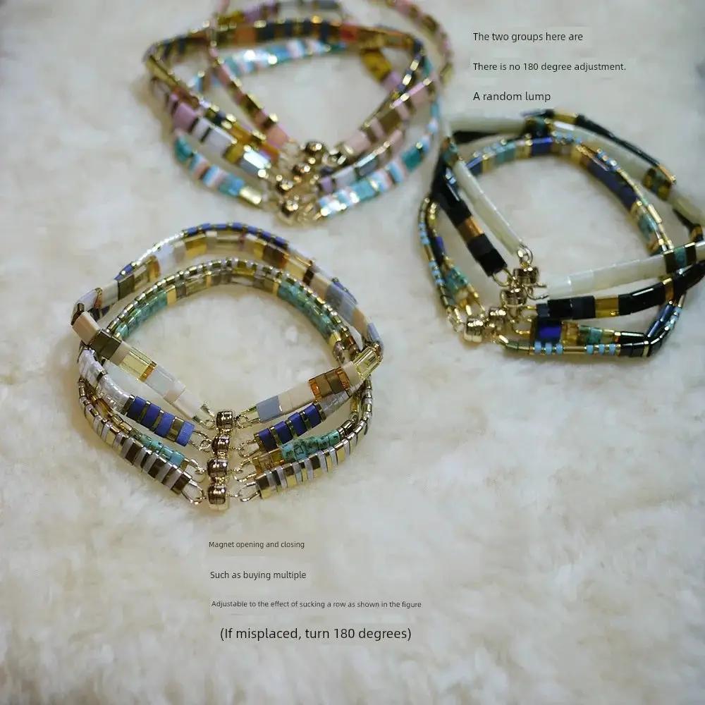 Colorful Miyuki Tila Bead Bracelet Imitating Stone