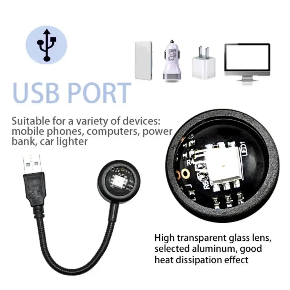 Sunset Lamp LED USB Rainbow Neon Night Light Projector