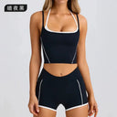 Sports Set Women Yoga Running Vest Shorts Bra High