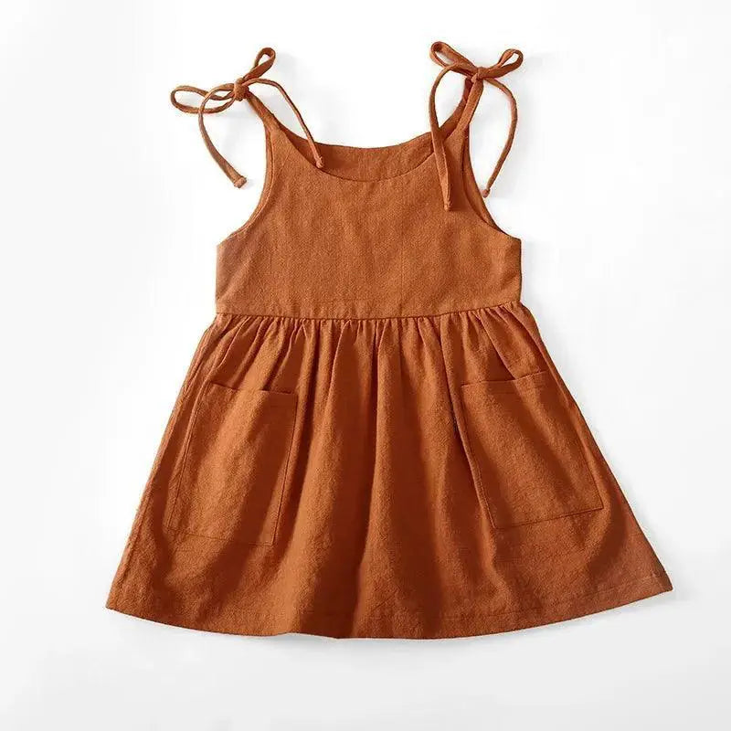 Cotton Summer Dress With Pockets A Line For Girls Cute Style