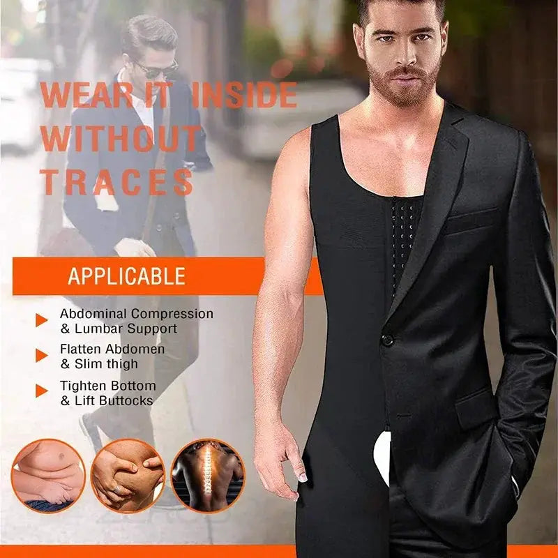 Mens Slimming Bodysuit Tummy Control Shapewear Comfort