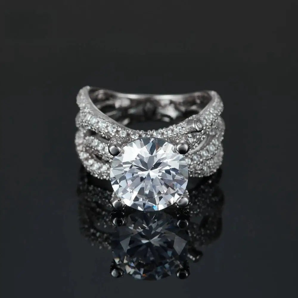 Moissanite Ring in Sterling Silver Stunning — product view 1