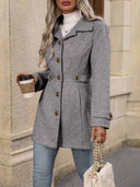 Notched Lapel Button Midi Coat