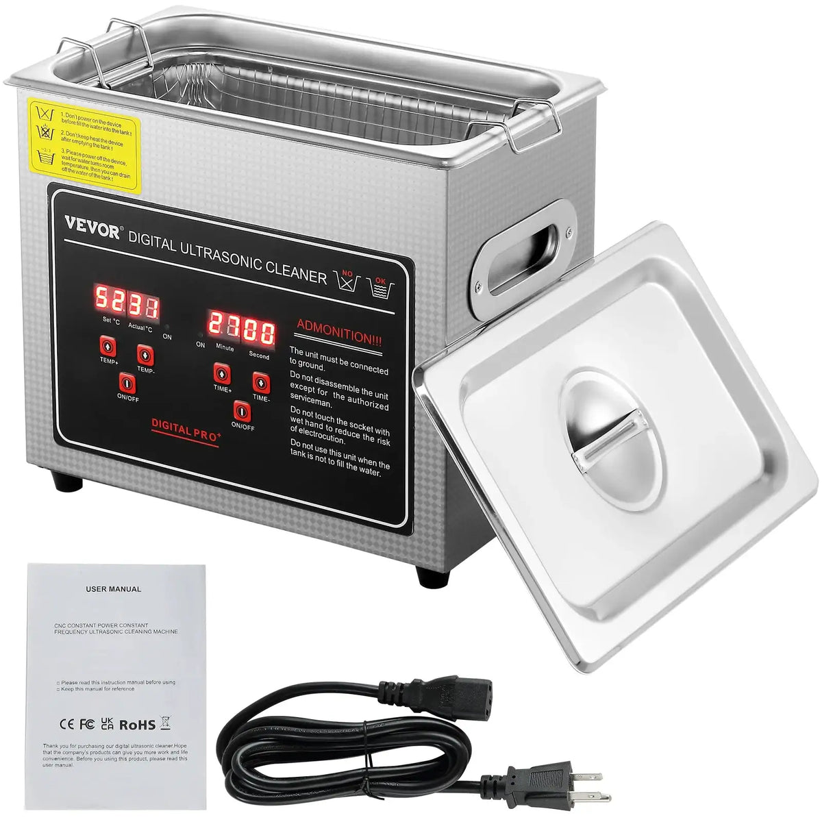 SucceBuy Ultrasonic Cleaner Stainless Steel Portable Cleaning Washing — product view 1