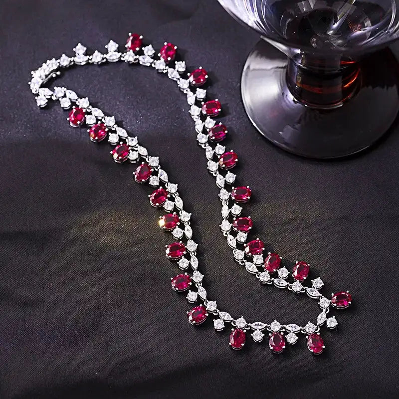 Elegant Sterling Silver Ruby Necklace — product image 5