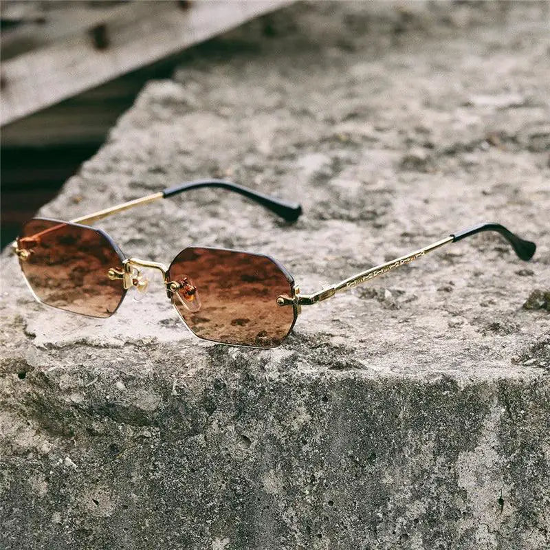 Unisex Rimless Rectangle Sunglasses UV400 Protection - OurLum.com