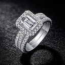 Sterling Silver Silver Square Moissanite Rings