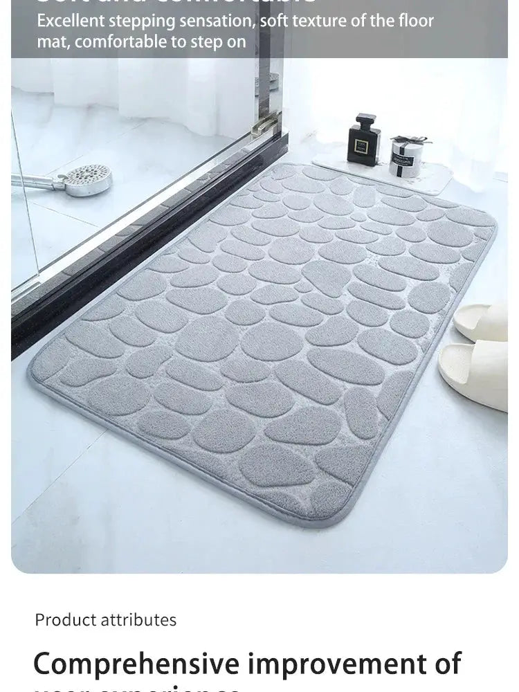 Embossed Pebble Bath Rug Non Slip Memory Foam Mat 24x17