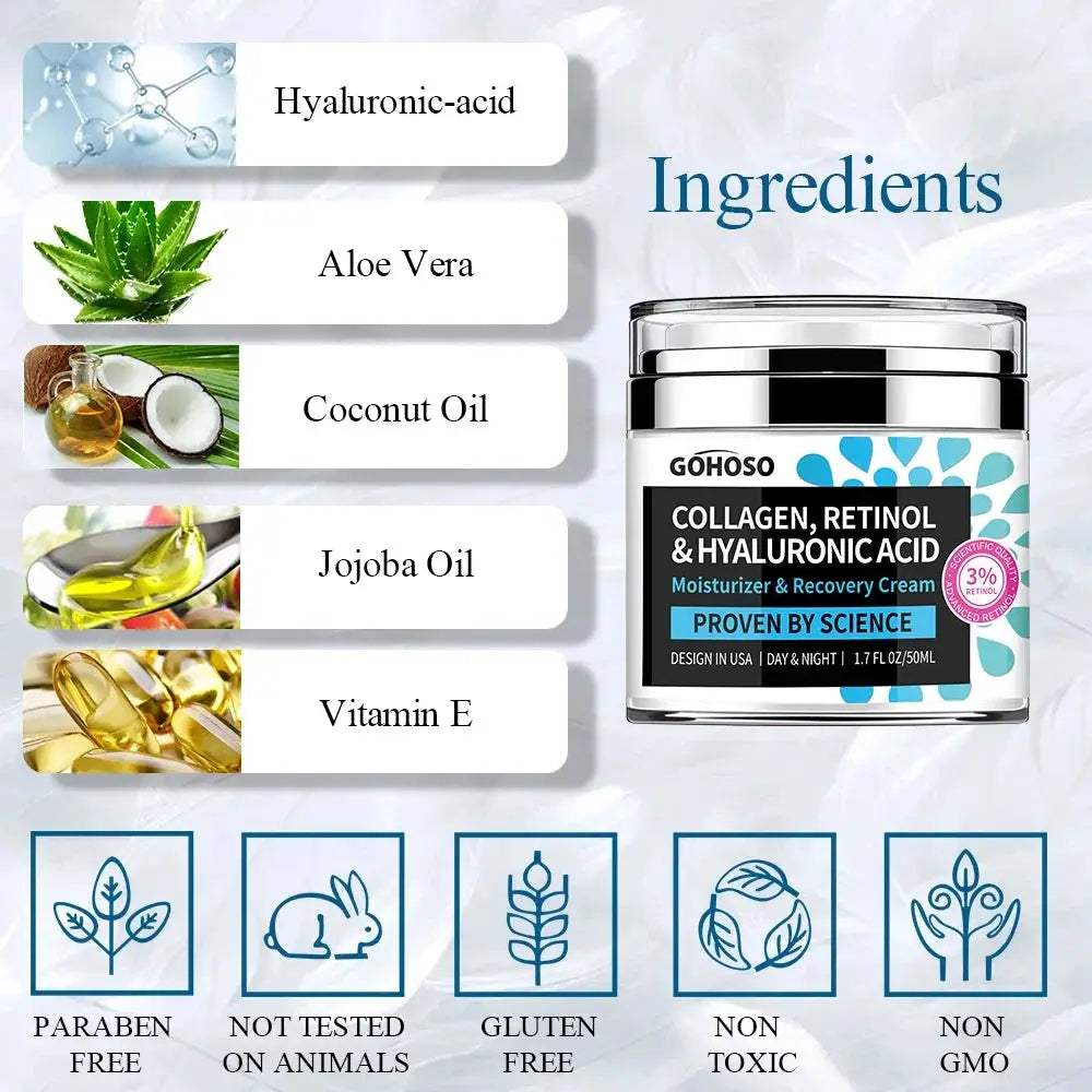 ENVISHA Face Skin Care Collagen Retinol Hyaluronic Acid Cream Firming Whitening Anti-Aging Wrinkle Moisturizing Hydrating