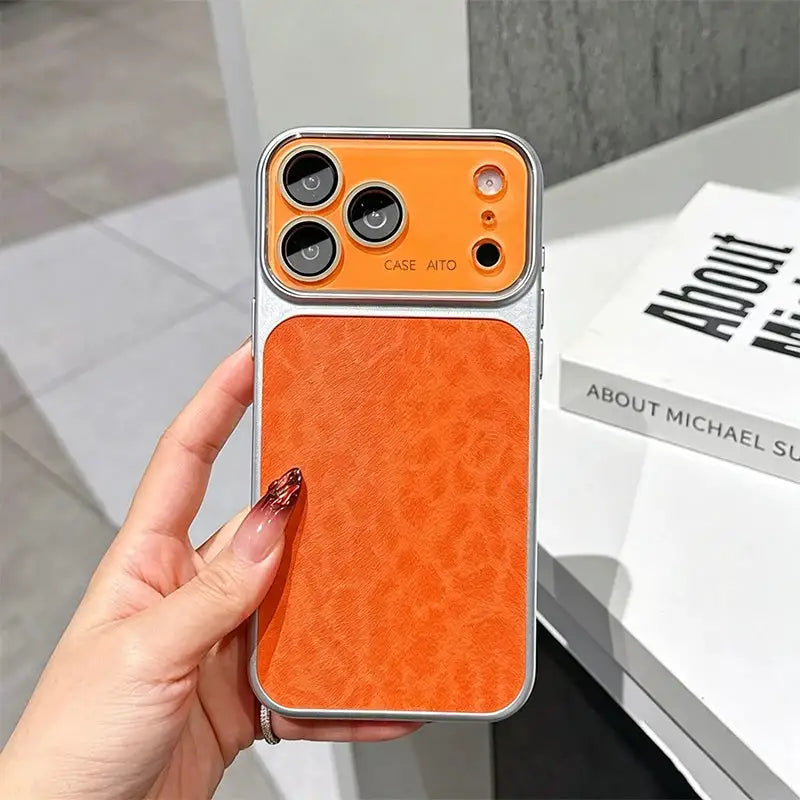 Luxury Matte Leopard Leather Phone Case, Large Window Hard PC Shockproof Protective Cover For iPhone 18 17 16 15 14 Pro Max