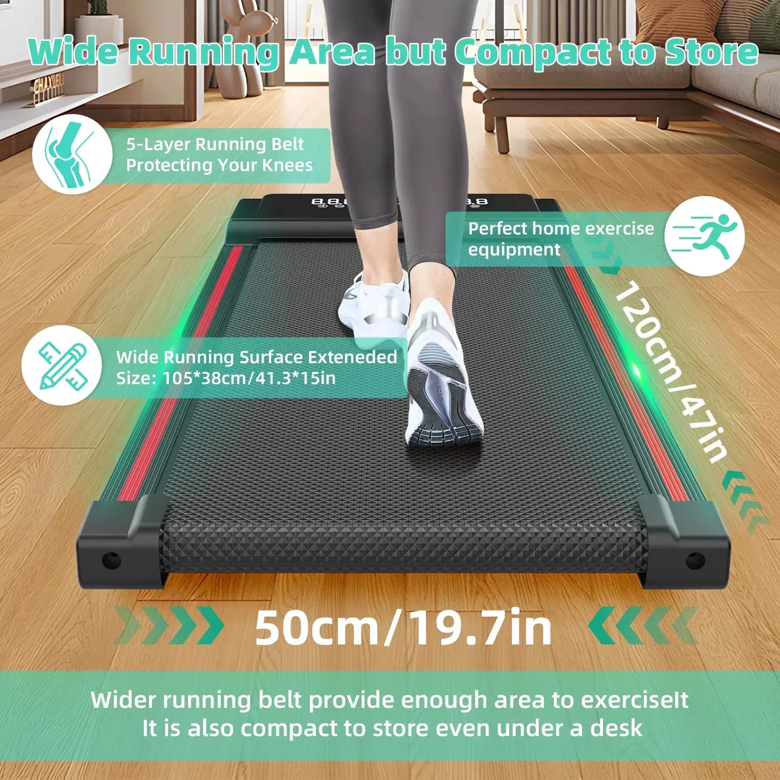 Gym Equipment Electric Foldable Treadmill Machine Smart APP Control Folding Portable Walking Pad Mini Desk Treadmill NO Handle
