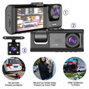 3-Camera Dash Cam for Enhanced Safety with Night Vision