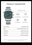 Luxury Mens Chronograph Stainless Steel Watch Date Luminous Waterproof