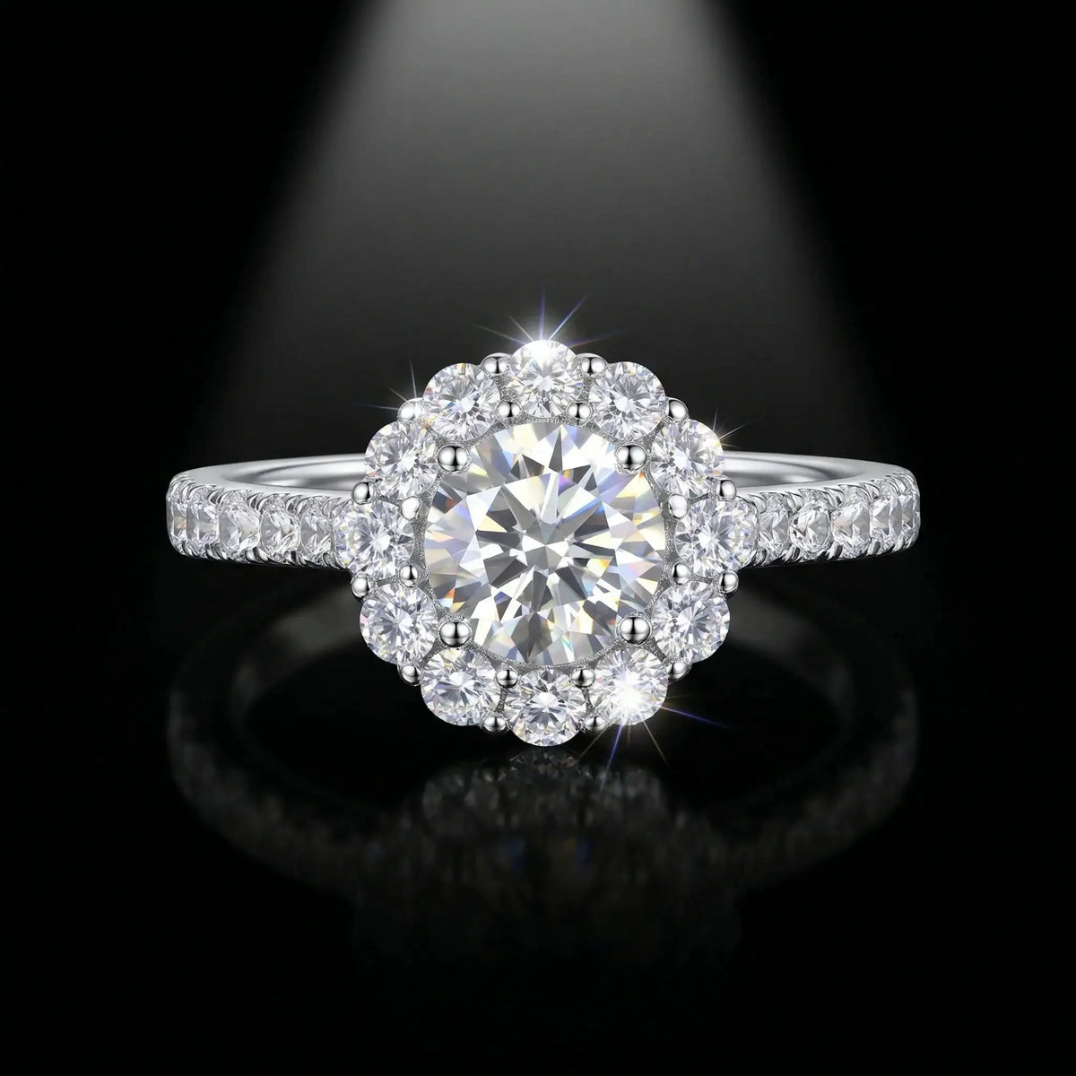 Flower Moissanite Ring in Sterling Silver — product view 1