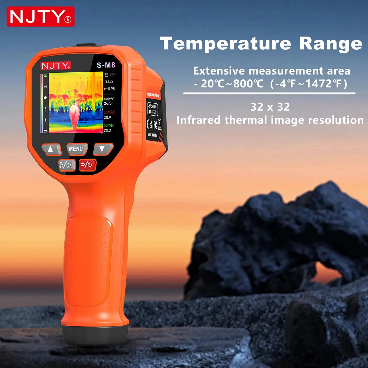 S-M8 Handheld Infrared Thermal Imager -20~800°C Dual-Light Fusion IR Camera 1024-Pixel 8GB LCD HVAC Electrical Home Inspection