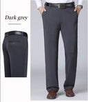 Men's Trousers Summer Thin Business Casual Pants Classic Solid Color Elastic Comfortable Loose Straight