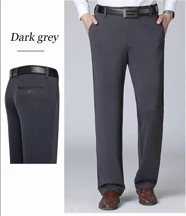 Mens Business Casual Summer Trousers Elastic Straight Pants - OurLum.com