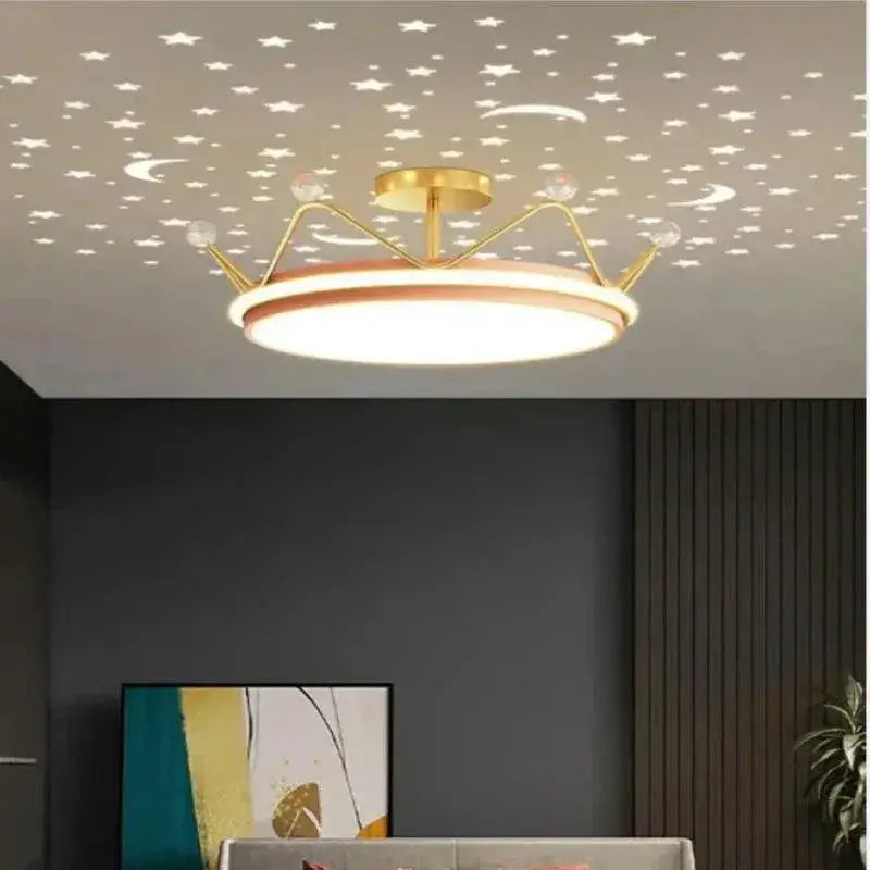 Dimmable Star And Moon Kids LED Chandelier For Nursery
