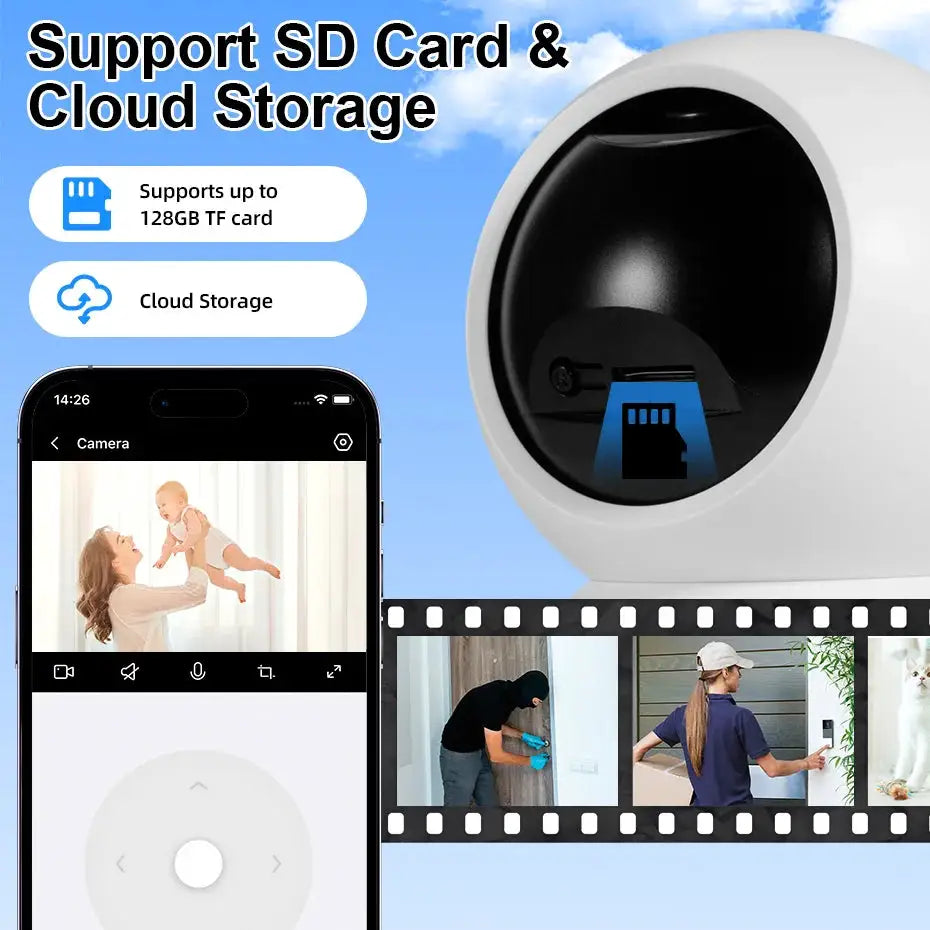 FUERS 4K 8MP WiFi IP Camera With Adjustable Bracket Tuya Smart Home Security Wireless Surveillance Camera Baby Monitor Mini Cam